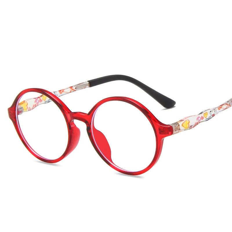New Kids' Round Frame Anti-blue Flat Mirror Tr90 Colorful Kids' Glasses for Students