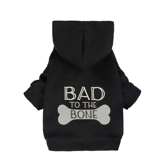Fitwarm Bad to The Bone Dog Hoodie Dog Clothes for Small Dogs Girl Boy Dog Sweatshirt with Hood Funny Dog Clothes Pet Cat Outfit Black XXL
