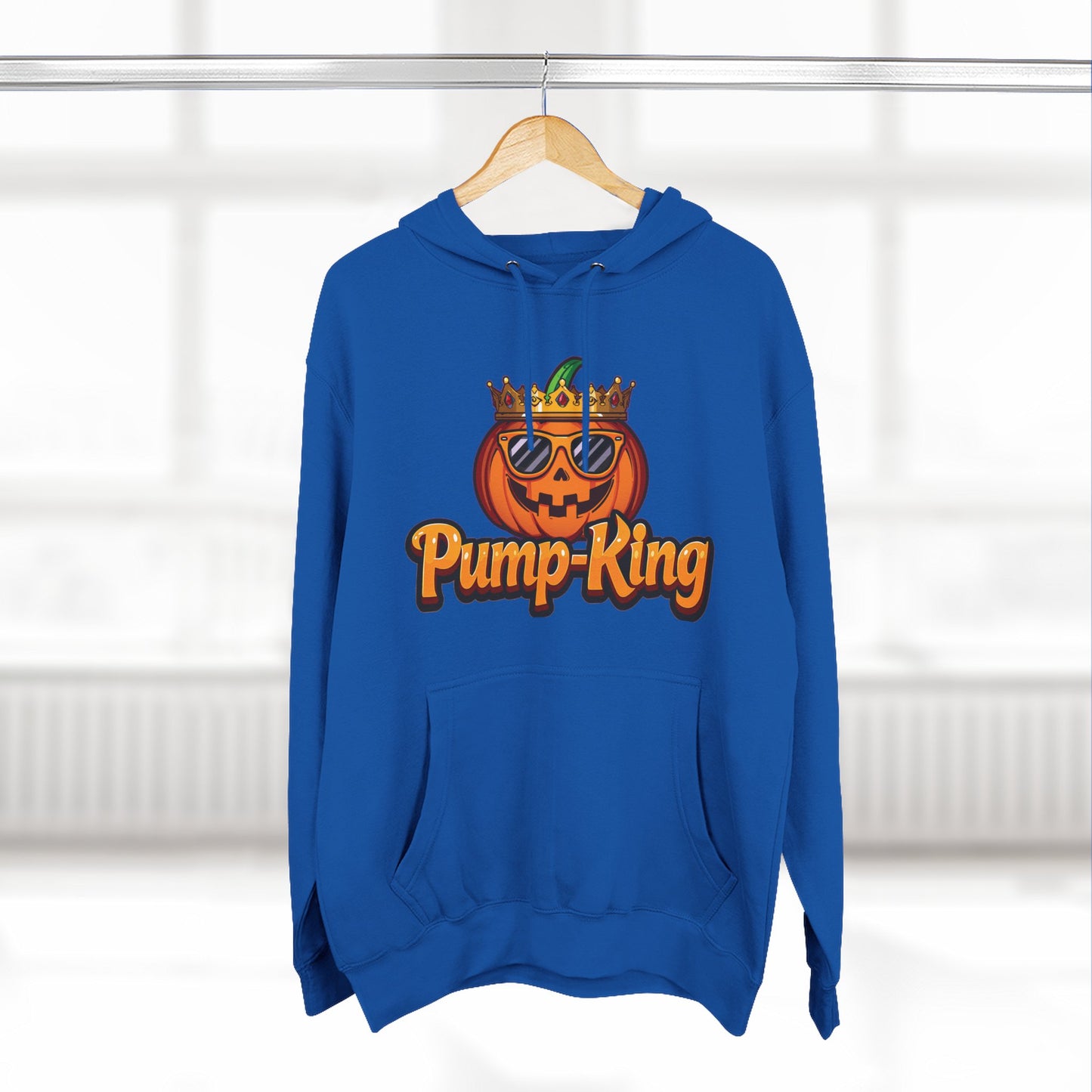 Pump-King Halloween Hoodie, Cozy Fleece Sweatshirt for Fall, Funny Pumpkin Apparel, Autumn Style, Perfect for Halloween Celebrations