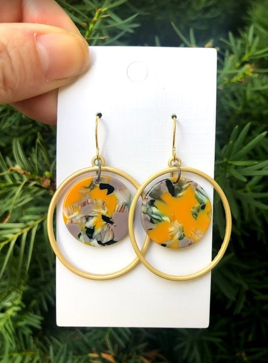 Mango Acrylic Circle Chandelier Earring