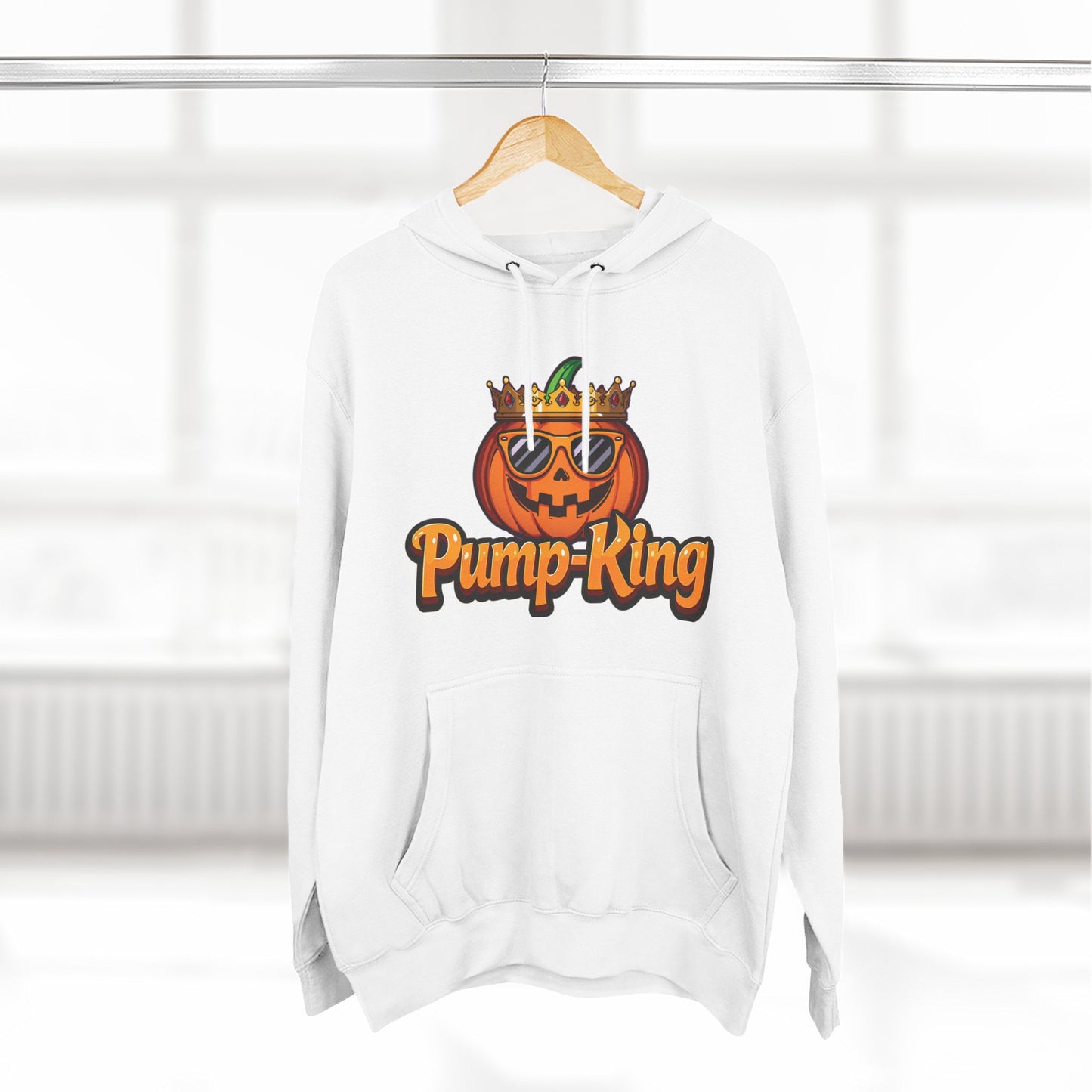Pump-King Halloween Hoodie, Cozy Fleece Sweatshirt for Fall, Funny Pumpkin Apparel, Autumn Style, Perfect for Halloween Celebrations