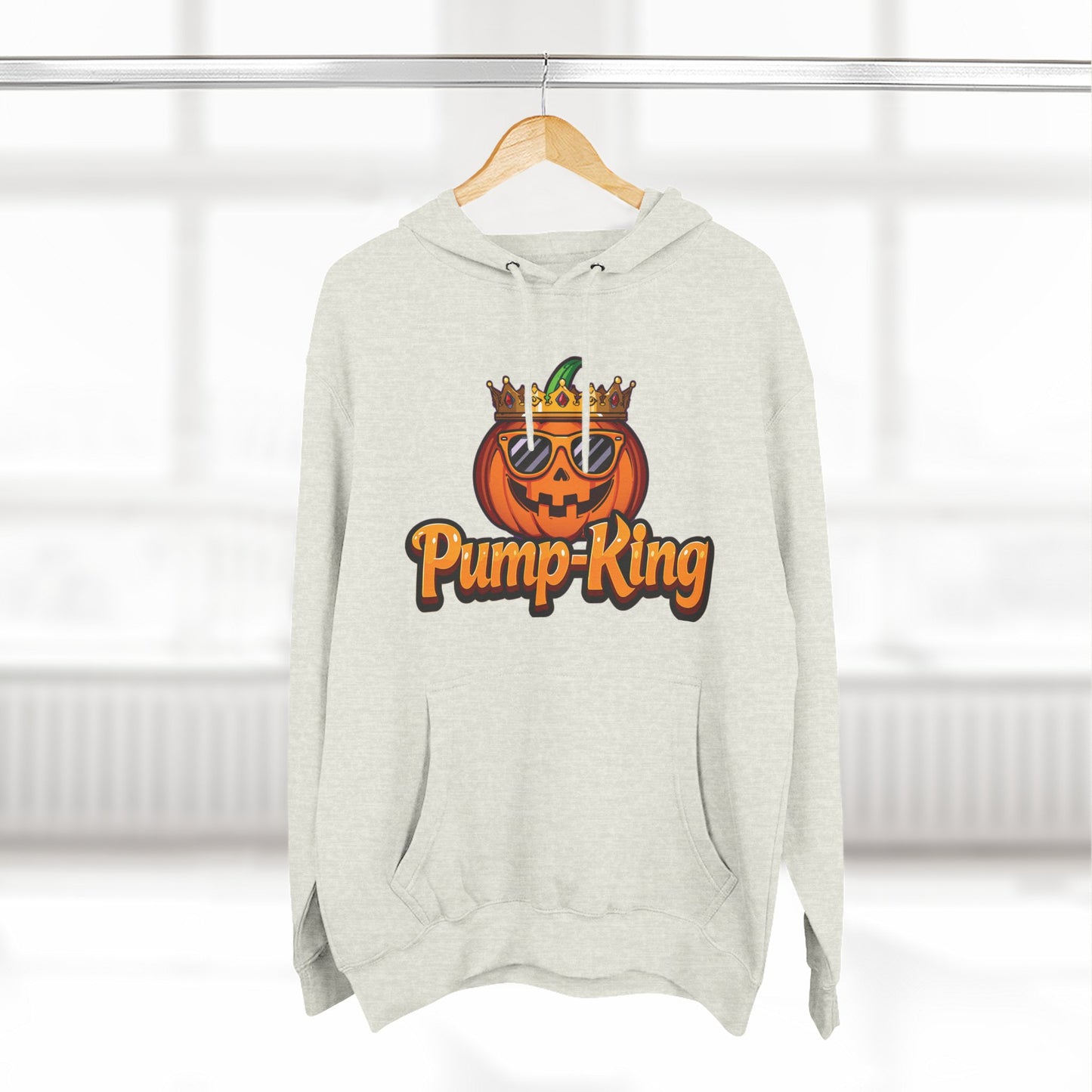 Pump-King Halloween Hoodie, Cozy Fleece Sweatshirt for Fall, Funny Pumpkin Apparel, Autumn Style, Perfect for Halloween Celebrations