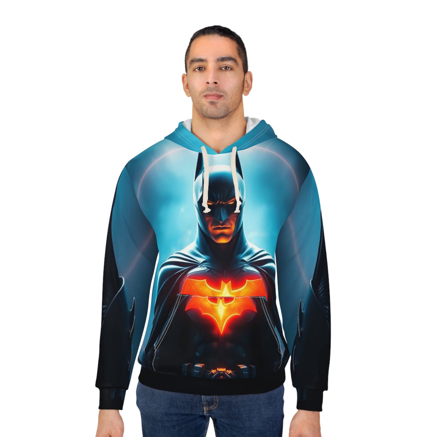Batman Tribute (Customizable) AOP Unisex Pullover Hoodie, Superhero Sweatshirt, Comic Book Apparel, Geek Fashion, Gift for Fans, Cozy Layer