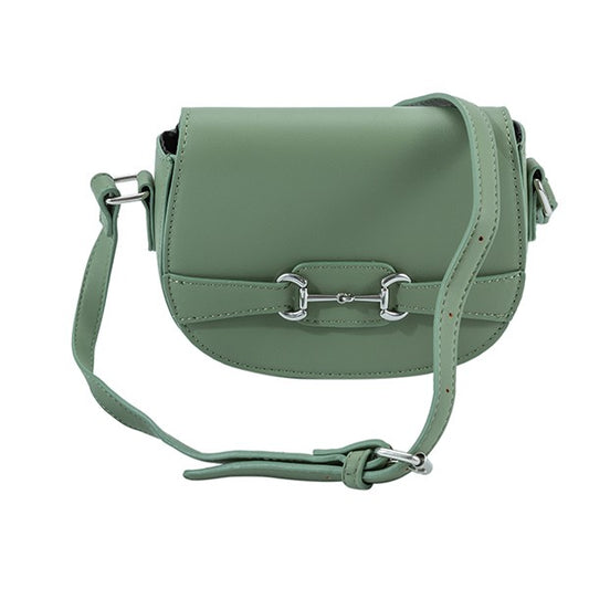 PU LEATHER MINI SADDLE CROSSBODY BAG