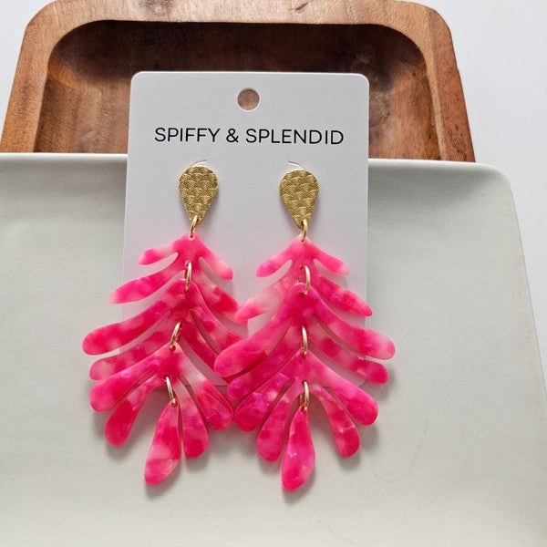 Palm Earrings - Hot Pink