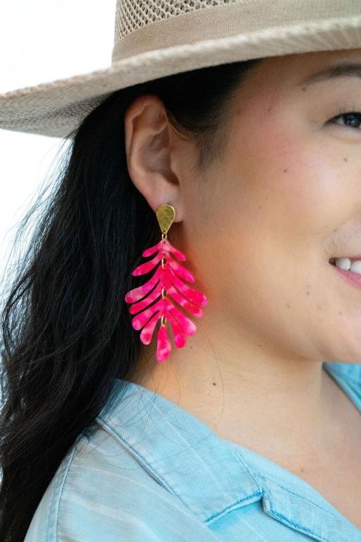 Palm Earrings - Hot Pink