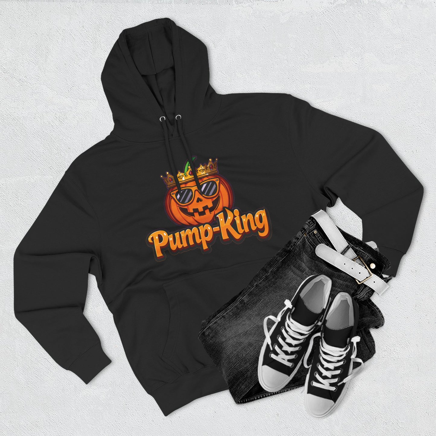 Pump-King Halloween Hoodie, Cozy Fleece Sweatshirt for Fall, Funny Pumpkin Apparel, Autumn Style, Perfect for Halloween Celebrations