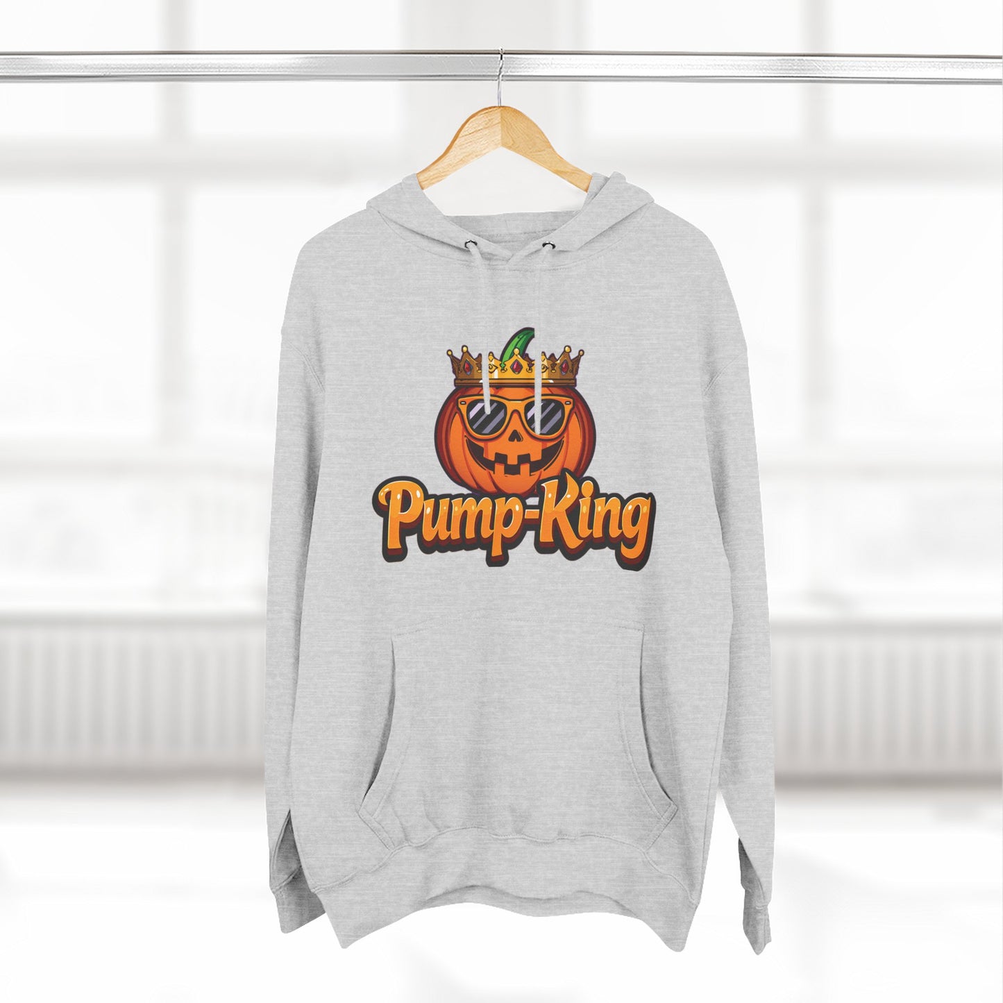Pump-King Halloween Hoodie, Cozy Fleece Sweatshirt for Fall, Funny Pumpkin Apparel, Autumn Style, Perfect for Halloween Celebrations