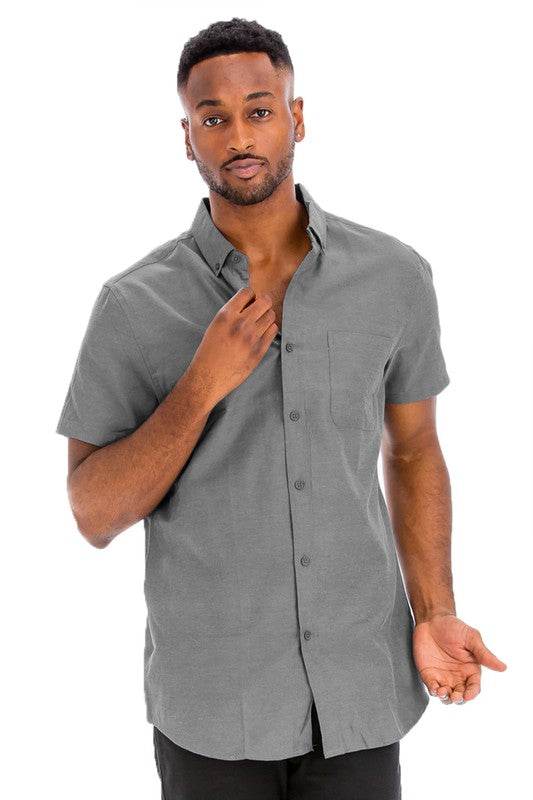 Weiv Men's Casual Short Sleeve Solid Shirts