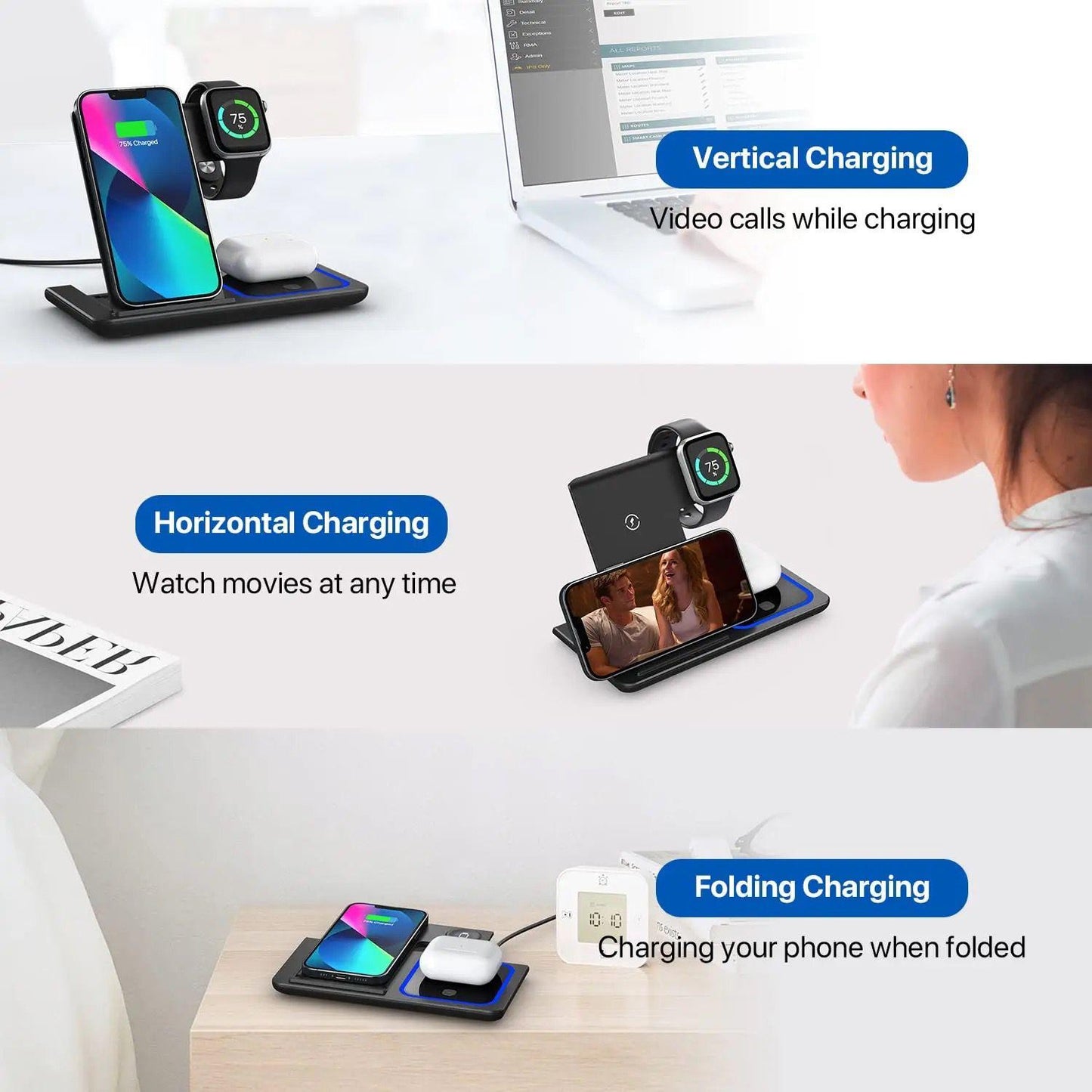 KCMT 3-IN-1 Wireless Charger (Foldable)