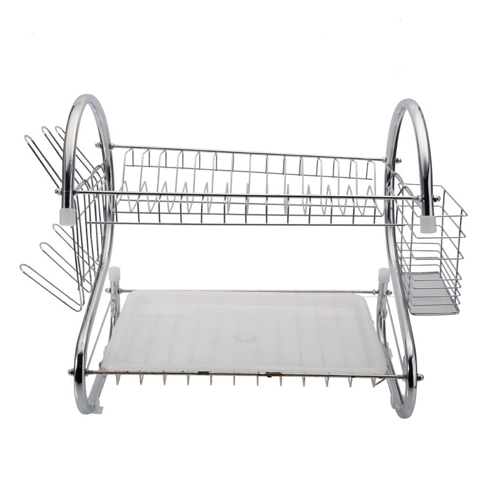 2 Tier Dish Drying Rack Drainer Stainless Steel Kitchen Cutlery Holder Shelf