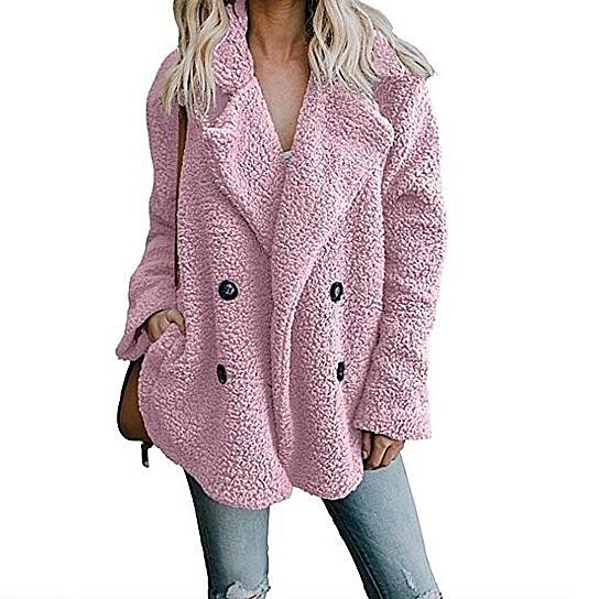 Women Lapel Fleece Fuzzy Faux Shearling Coat